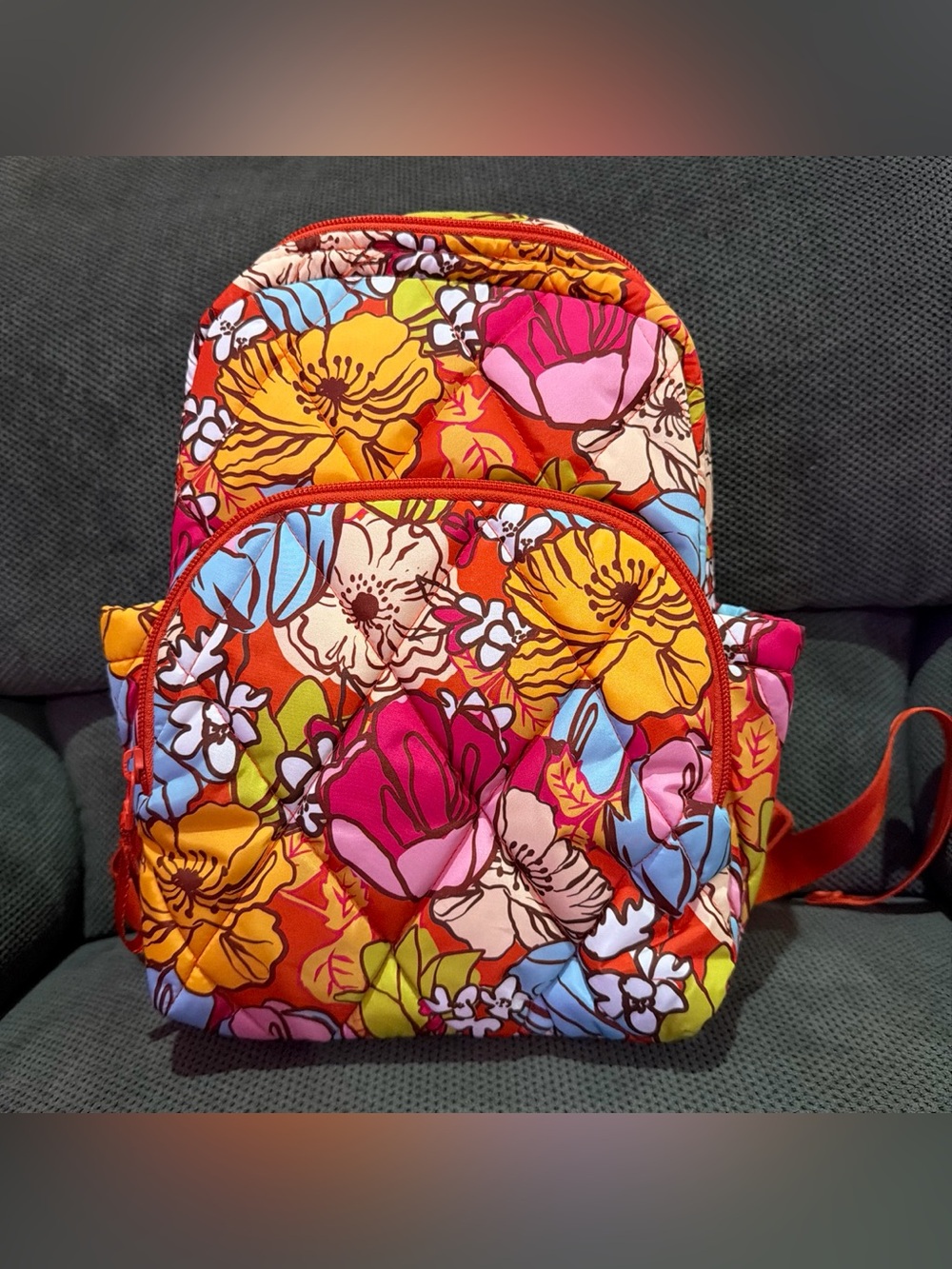 Vera Bradley Floral Quilted essential small backpack in midday garden
